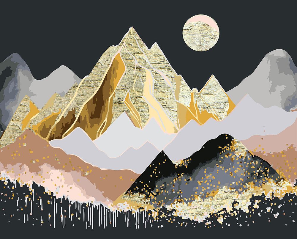 Картина по номерам Фрея PNB/PLPT-243, Пейзаж с золотом, (с поталью) 50х40 см