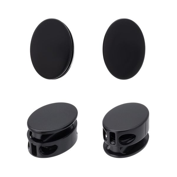 Фиксатор (зажим) для шнура металл 2 отв., ⌀3.5 мм (14х20 мм), овальный, черный матовый, ГД15443, 10 шт