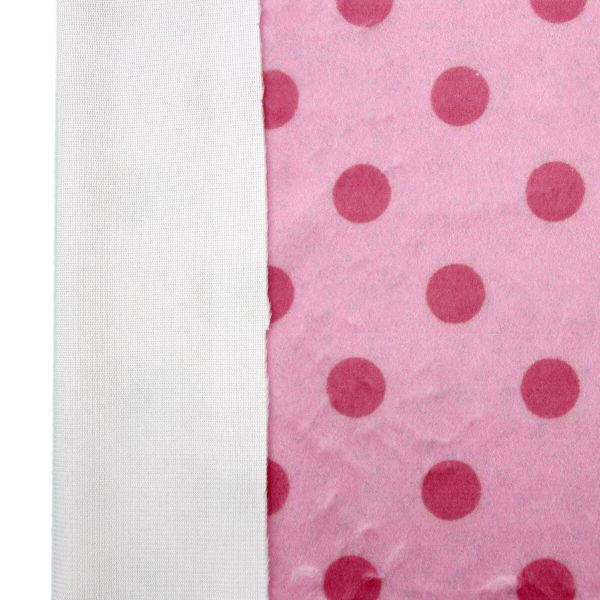 Мех коротковорсовый 3мм с принтом горох, 47*47см (±2см), 100% п/э (светло-розовый/розовый) 29495