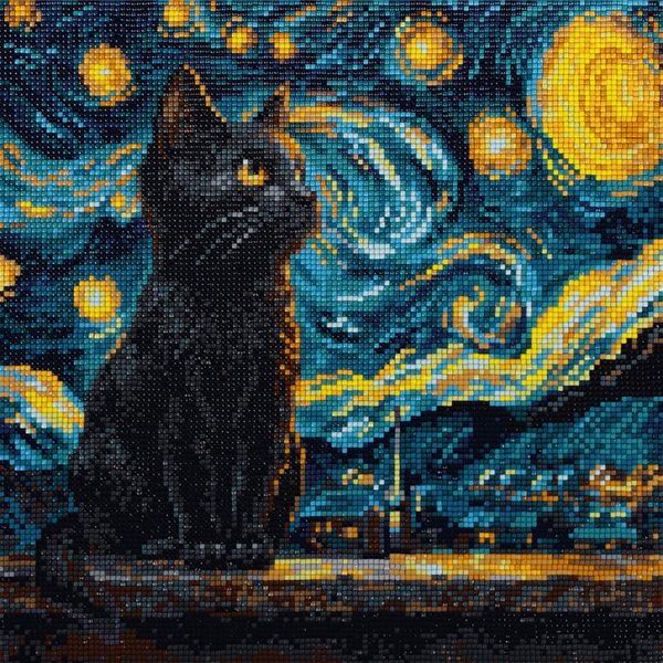 Кристальная (алмазная) мозаика Фрея ALPD-293, на подрамнике, Кот Ван Гога, 30х30 см