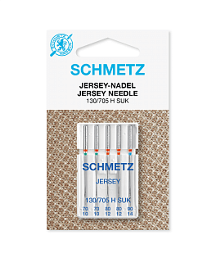 Иглы для швейных машин джерси Schmetz 130/705H SUK № 70(2), 80(2),90, 5 игл