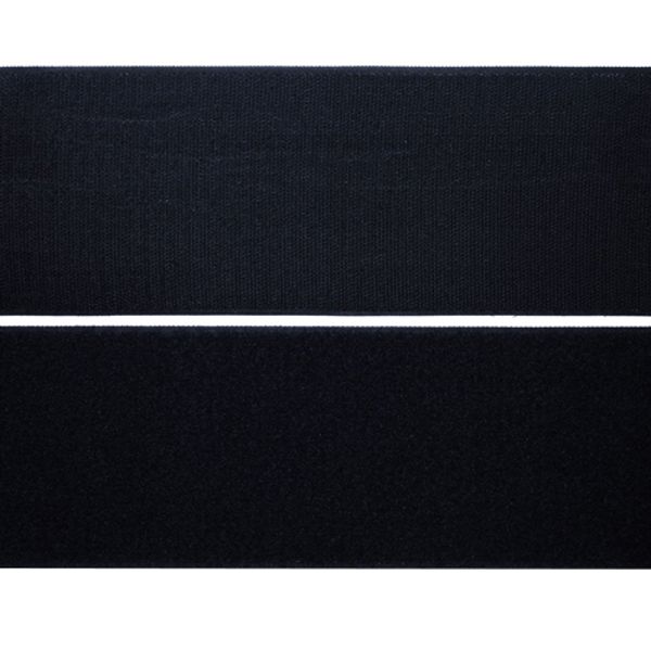 Лента контактная липучка (велкро) пришивная уп. 100 мм / 25 метров, черный, ПАРА (крючок+петля), качество 