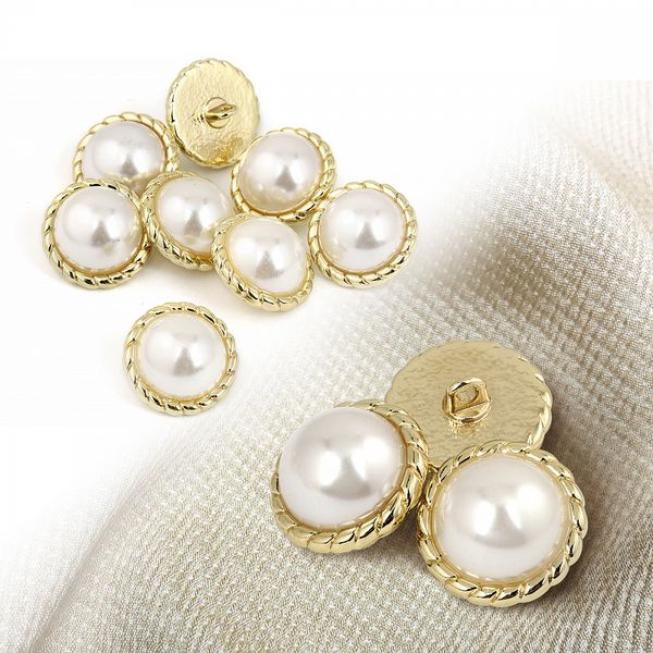 Пуговицы металлические на ножке 28L-18 мм, С-MP30 цв.золото/перламутр, 10 шт