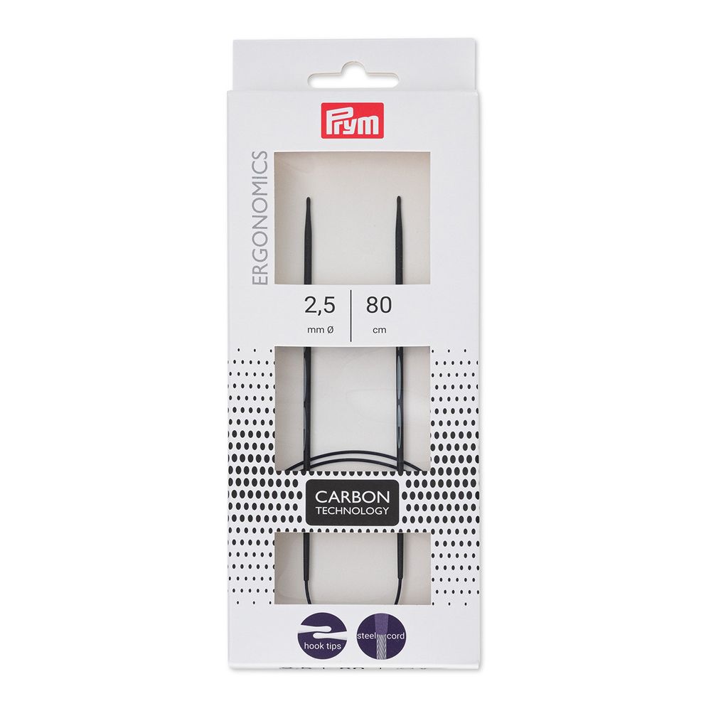 Спицы круговые Prym Ergonomics Carbon ⌀2,5 мм, 80 см