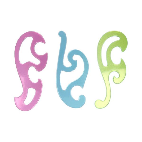 Набор лекал, 3 шт, прозрачные цветные, Gamma РНЛ02