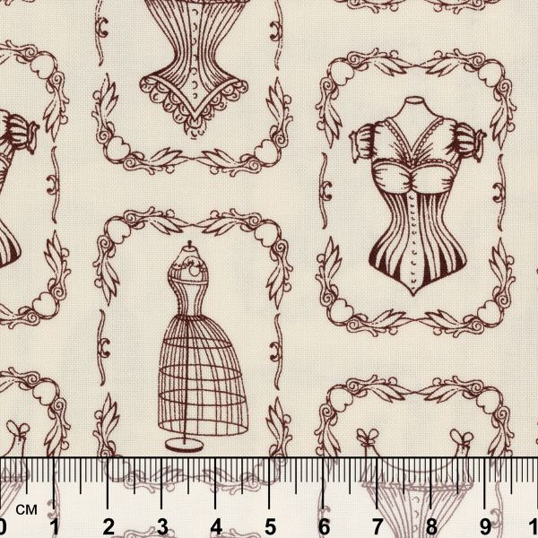 Ткань для пэчворка Peppy Век моды, рулон 112 см / 5 метров, ВМ-18 бежевый, Peppy