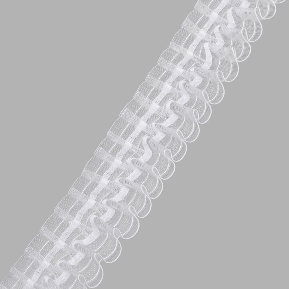 Лента (тесьма) шторная: сборка вафельная (1:2.5) 60 мм / 10 метров, (2 ряда петель, 4 шнура), прозрачный, ТУ, C705M