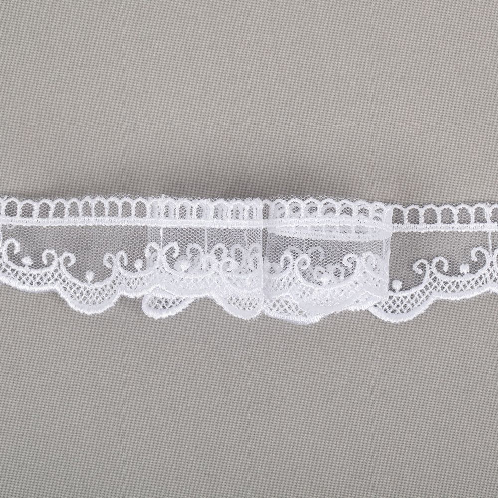 Кружево на сетке 34 мм / 10 м, белый, Gamma GKM-3401