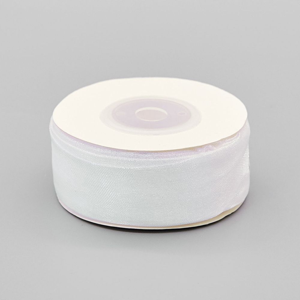 Лента капроновая (органза) 25.0 мм, 22.86 м (белый)