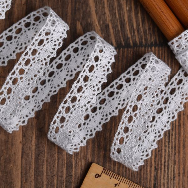 Кружево вязаное (тесьма) 13 мм / 10 метров, Тонкая нить, цв.02 белый, Kruzhevo