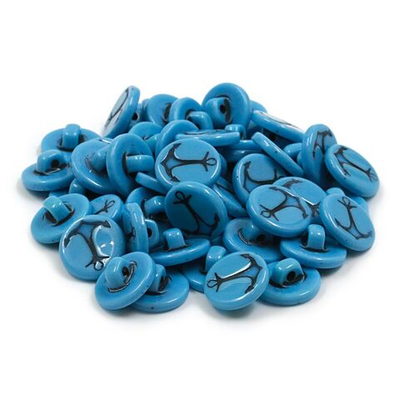 Пуговицы на ножке (3.00-1096-15) Якорь (голубой), Б65, 50 шт