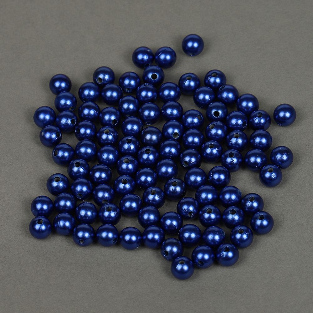 Бусины пластик (перламутр) ⌀10 мм, цв.A33 синий, уп.500г (960 шт), Magic4Hobby