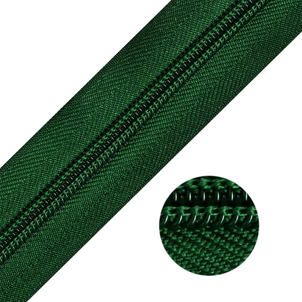 Молния рулонная спиральная (витая) Т5-N (5 мм) 1 зам., цв.F273 т.зеленый уп.200м