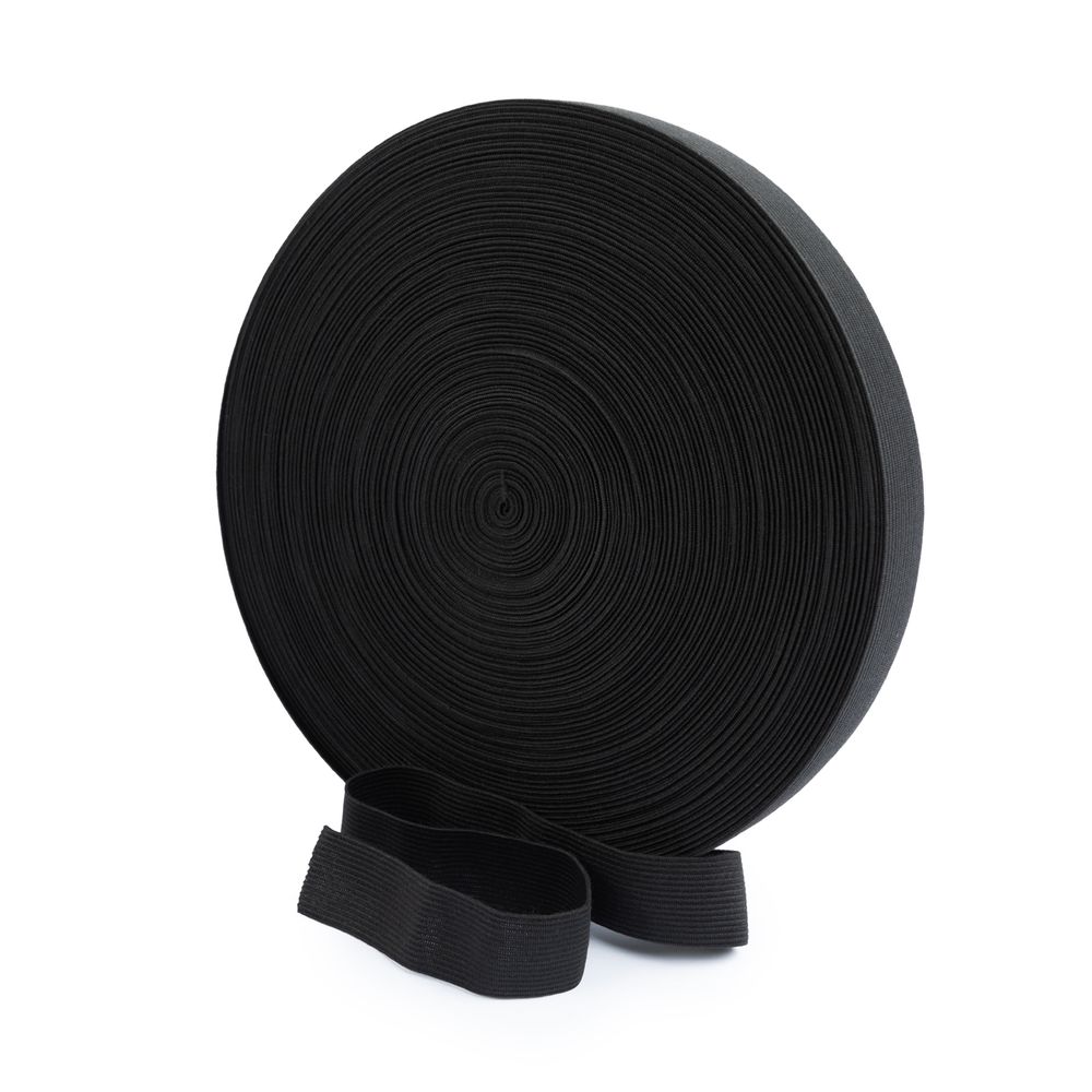 Резинка вязаная 25 мм, / 50 метров, черный, Gamma RV-25 BL