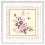 Набор для вышивания нитками Чудесная игла, Чашка с веткой яблони 21х21 см