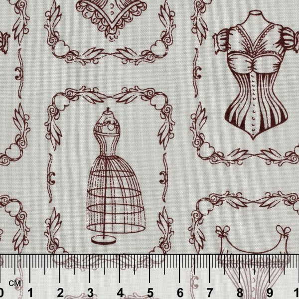 Ткань для пэчворка Peppy Век моды, рулон 112 см / 5 метров, ВМ-16 серый, Peppy