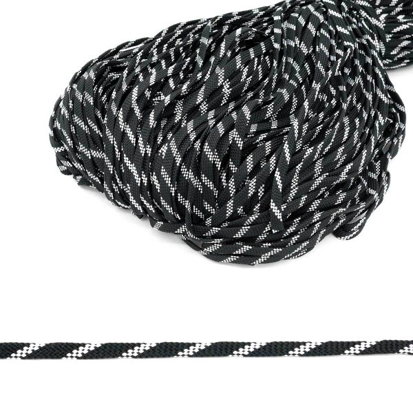 Шнур плетеный ⌀9.0 мм / 200 метров, обувной, 36 чёрный с белым