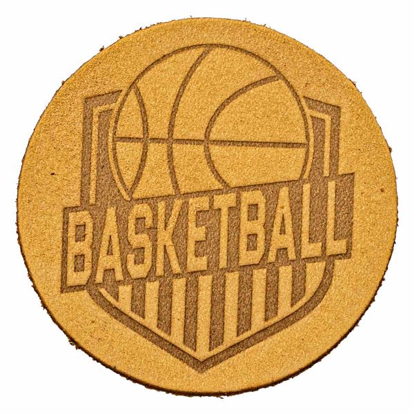 Термоаппликация из кожи Баскетбол D5,5см, 100% кожа (48 песочный)