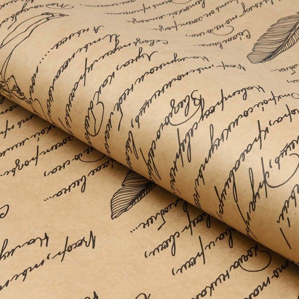 Крафт-бумага 70 см, 10 м, 70 гр/м², Пушкинские строки, черный