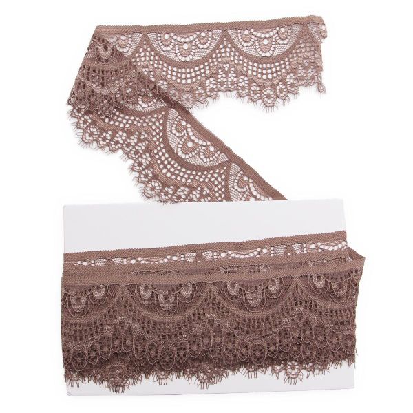 Кружево эластичное (стрейч) 60 мм / 13.71 метра, C072 шиншилла