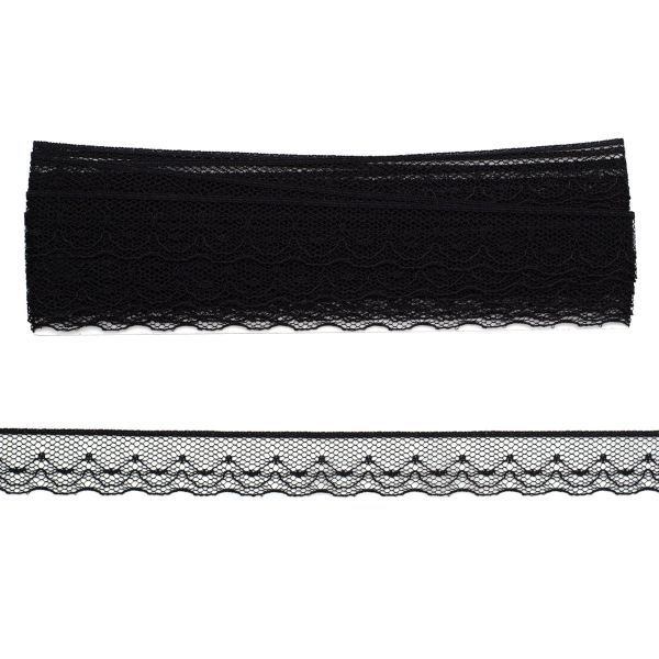 Кружево на сетке 15 мм 6,8 м, ±4 см, 0623-1234, черный