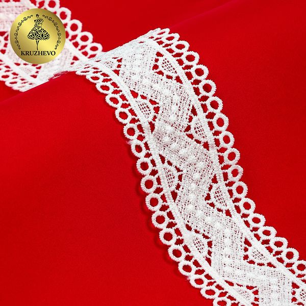 Кружево гипюр (плетёное) 40 мм, матовая нить TBY.0870, цв.белый уп.13.71м, Kruzhevo