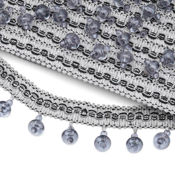 Бахрома отделочная 40.0 мм / 12 метров, стеклярус, серый, RY20-5/1