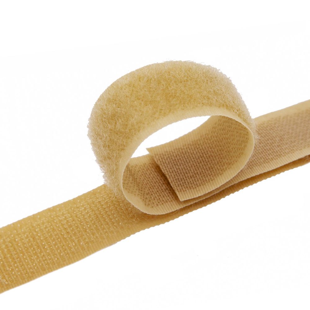 Лента контактная липучка фасовка (велкро) пришивная 20 мм / 25 см, 32 св.коричневый, ПАРА (крючок+петля), Hobby&Pro, качество "A"