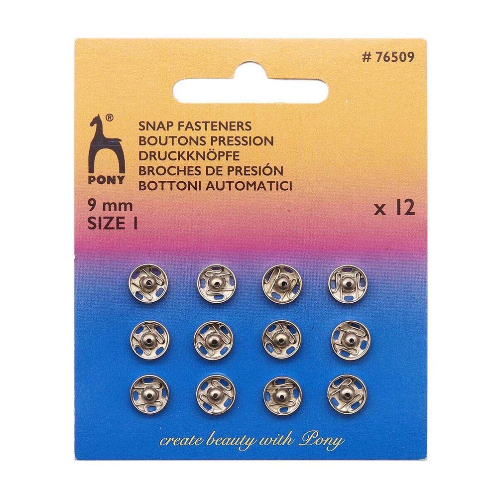 Кнопка пришивная металл ⌀9 мм серебро/никель, 12 шт, Pony
