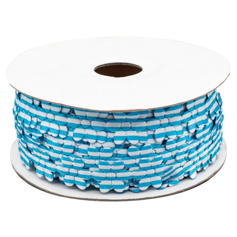 Лента фигурная Цветочки, 18.0 мм / 25 м (03 синий/белый), YH114