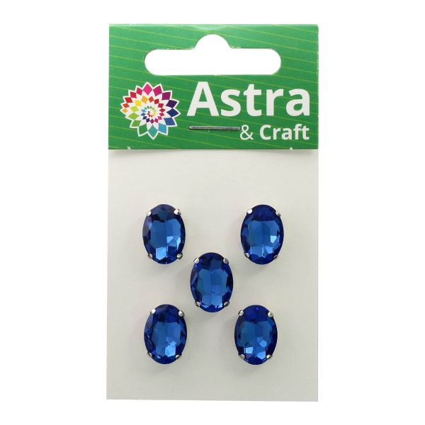 Хрустальные стразы в цапах овальной формы, сапфир 10х14 мм, 5 шт., ОЦ011НН1014