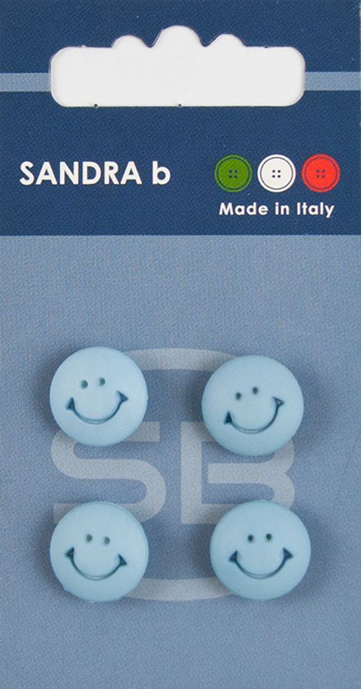 Пуговицы Sandra, 12, 5 мм, 4 шт, пластик, голубой, 160689