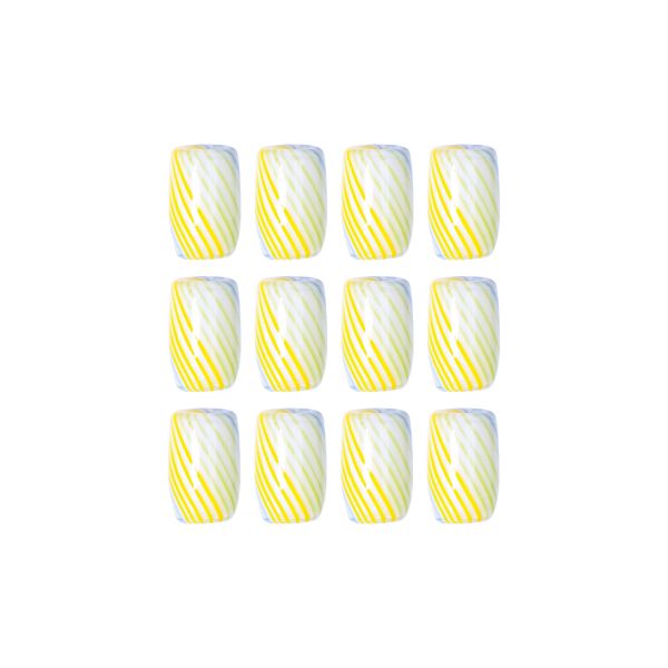 Бусины стекло 9х14 мм, 12 шт, №06 белый/желтый/зеленый/голубой, Zlatka DBC-01