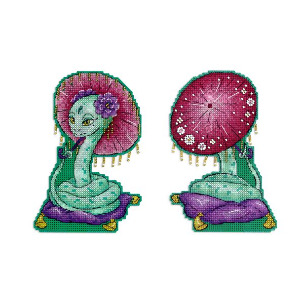 Набор для вышивания нитками МП Студия Р-1143, Нарядная змейка, 15х10 см