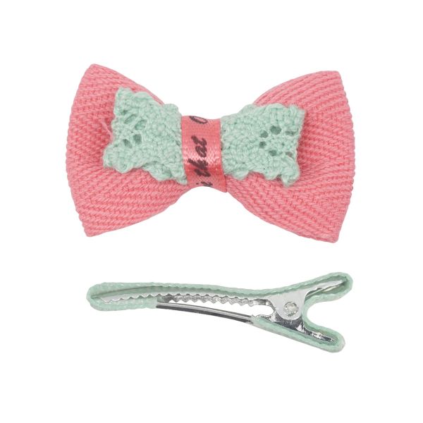 Набор бантик и заколка, мини 35мм/35мм, малиновый/мятный