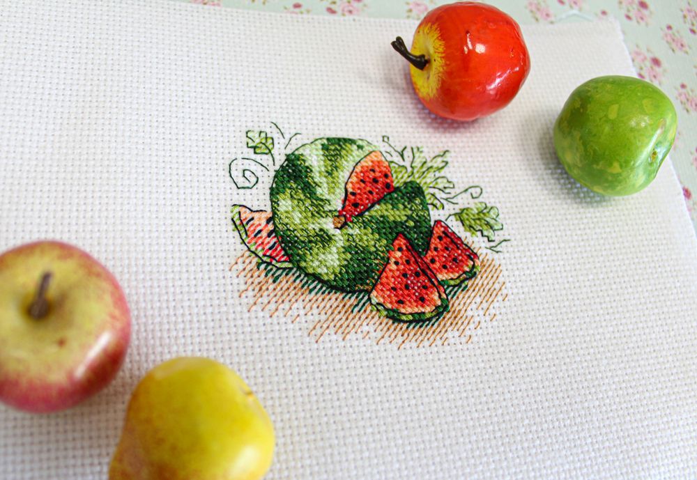 Набор для вышивания нитками МП Студия (Жар-птица), Сахарный арбуз, 7х8 см