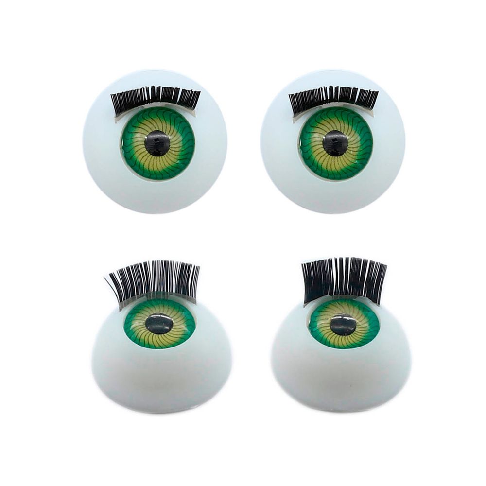 Глаза для кукол и игрушек с ресничками круглые 18 мм, 4 шт в упак, зеленый