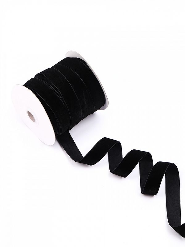 Лента бархатная (тесьма) 20.0 мм / 22.86±1 метров, арт.20VR03 нейлон цв.черный