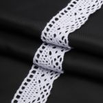 Кружево вязаное (тесьма) хлопковое 32 мм / 25 метров, одностор. (белый)