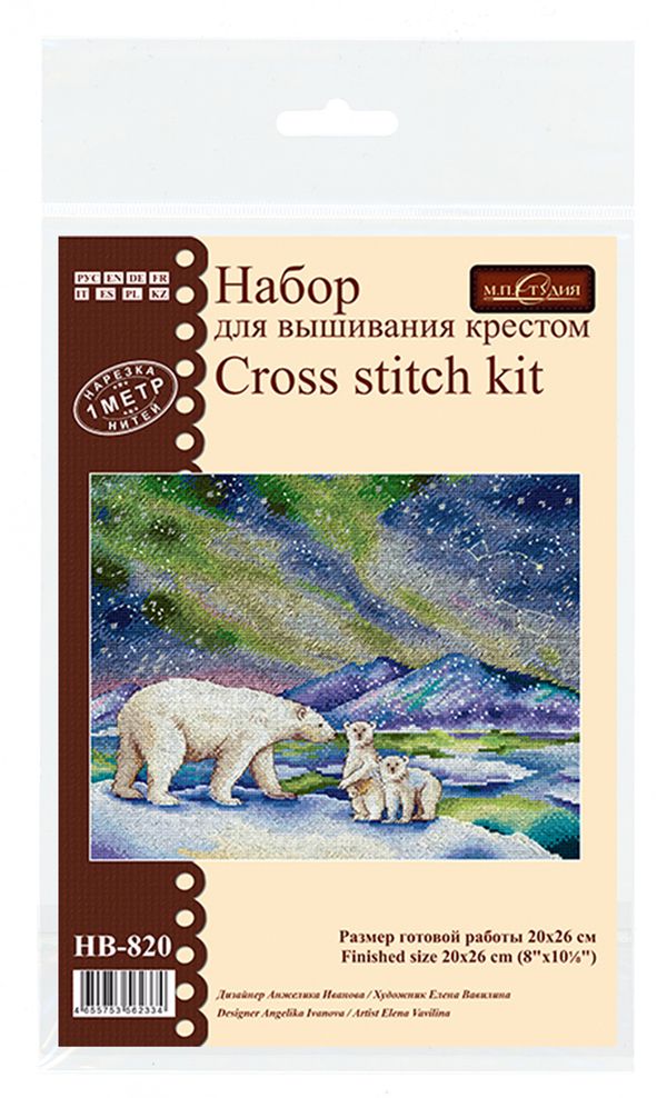 Набор для вышивания нитками МП Студия, На Северном полюсе, 20х26 см