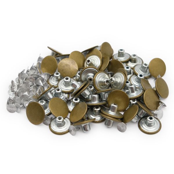 Пуговицы джинсовые ⌀17 мм, фиксированная ножка, сталь, гладкая, антик, 100 шт, New Star