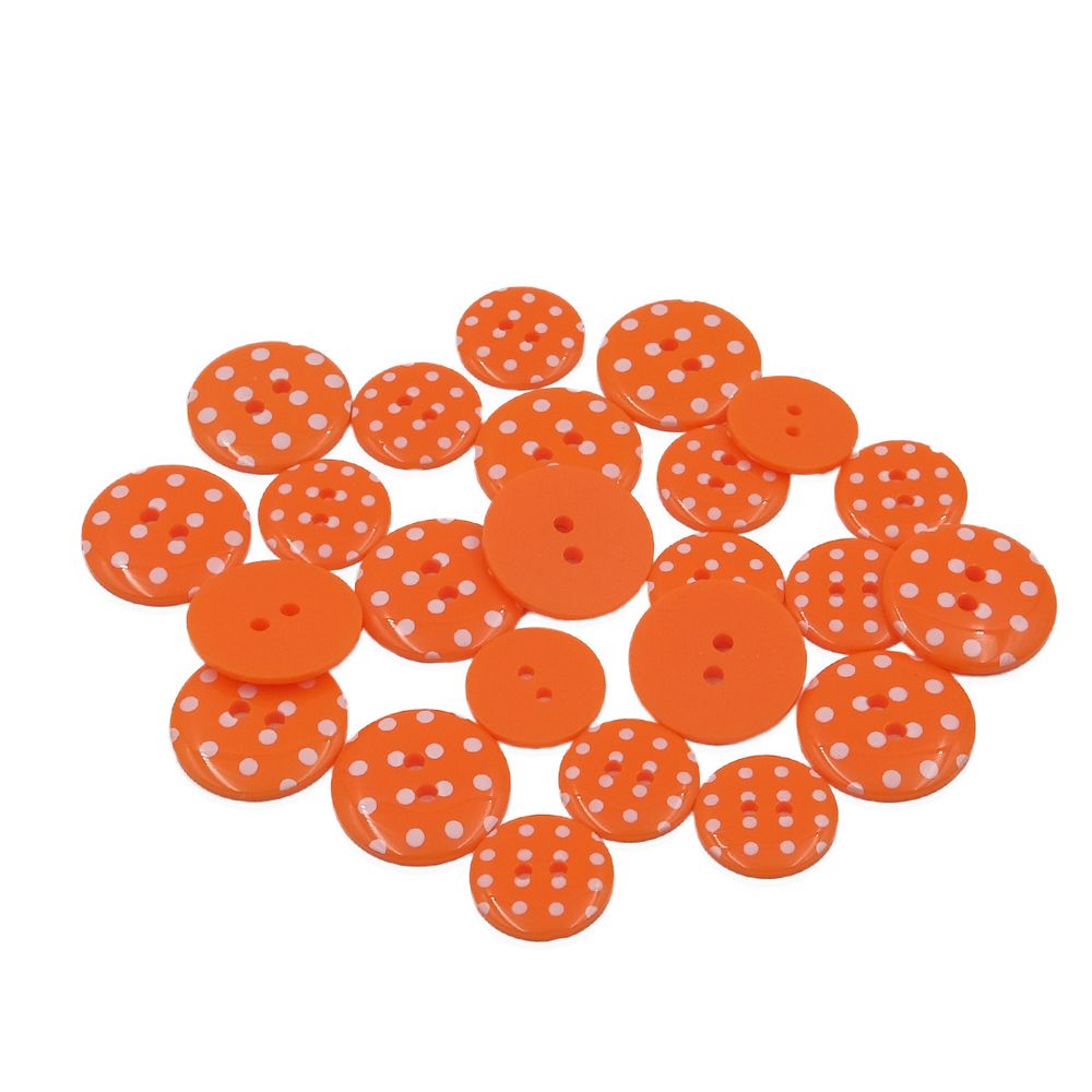Пуговицы костюмные в горошек 18 мм, 23 мм, 24 шт, цвет оранжевый