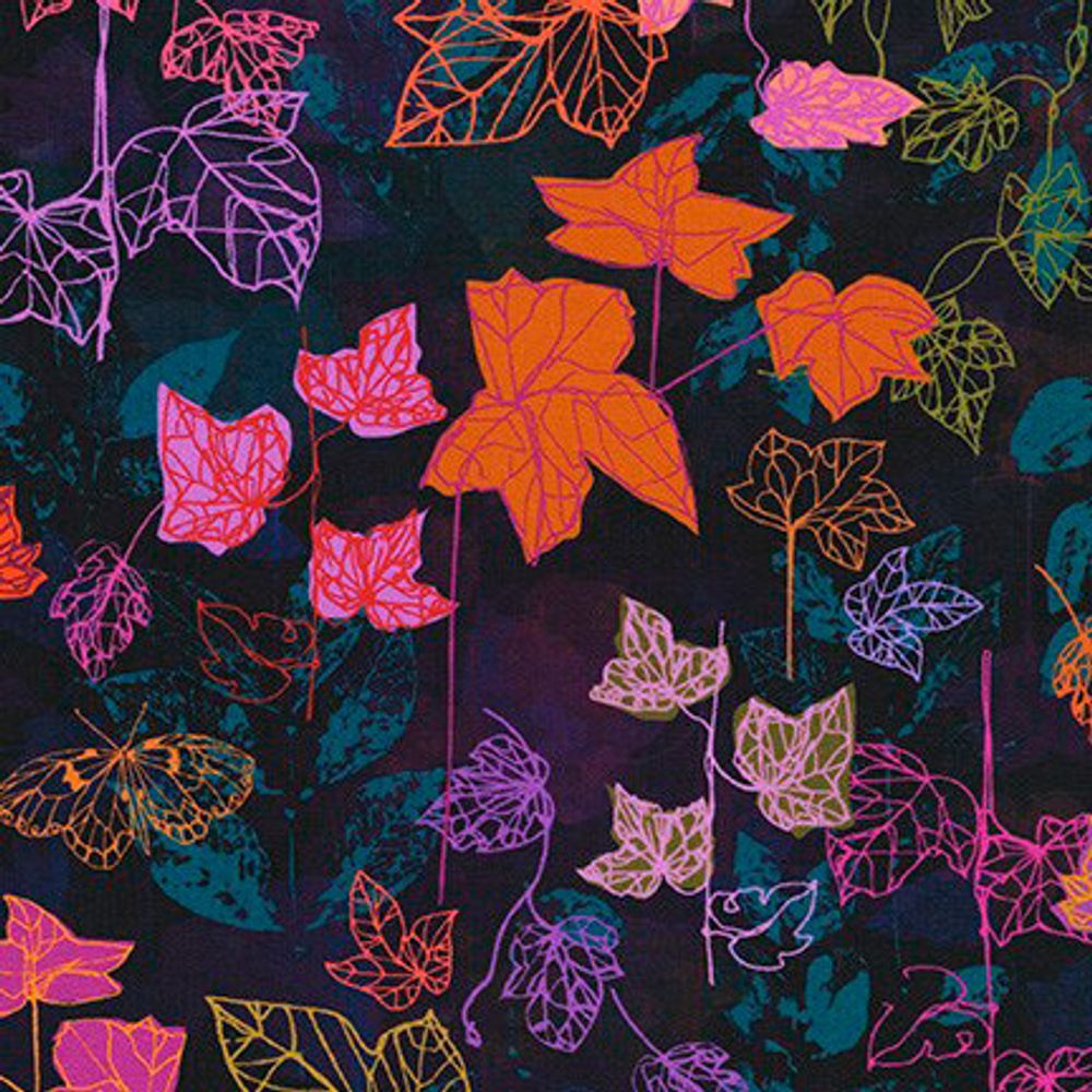 Ткань для пэчворка Peppy Loose Leaf, отрез 50х55 см, 122 г/м², WELD-20036-231 NIGHTFALL, Robert Kaufman