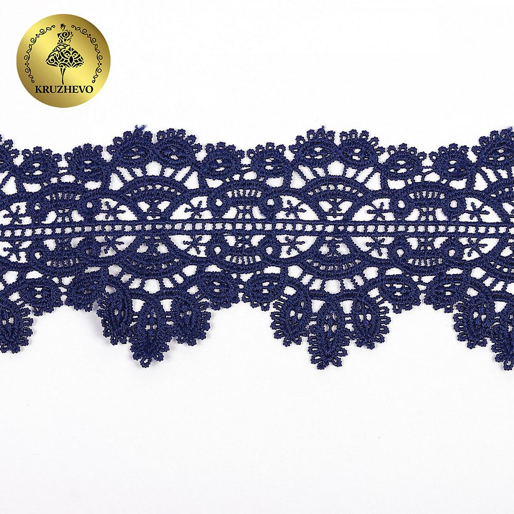 Кружево гипюр (плетёное) 70 мм / 13.71 метров, TBY.SUN.11, цв.F330 темно-синий