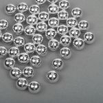 Бусины пластик ⌀10 мм, цв.серебро уп.50 г, Magic4Hobby