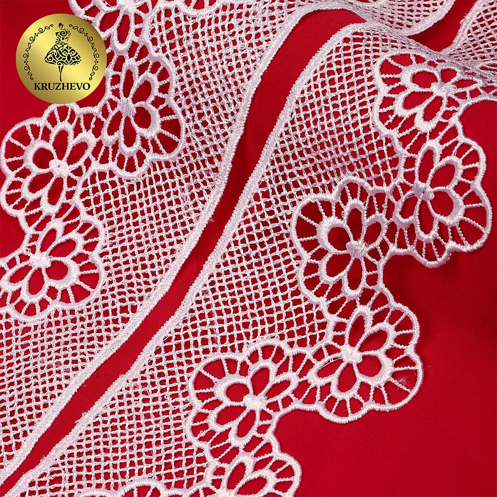 Кружево гипюр (плетёное) 80 мм, 0741 цв.01 белый уп.13.71м, Kruzhevo