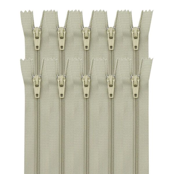 Молния спираль (витая) брючная Т3 (3 мм) 1 зам., н/раз., 20 см, автомат, св.олив, 30119, 10 шт