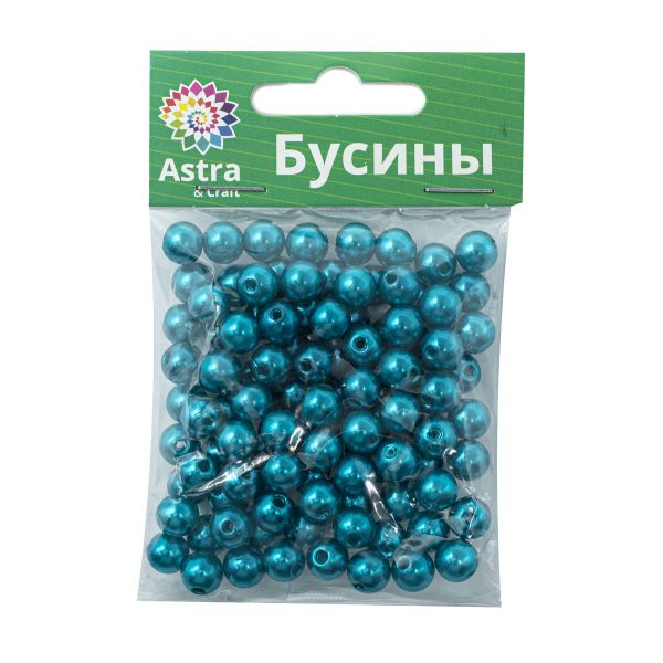 Бусины пластик (жемчуг) ⌀8 мм, 25 г, Astra&Craft, 030 NL морская волна