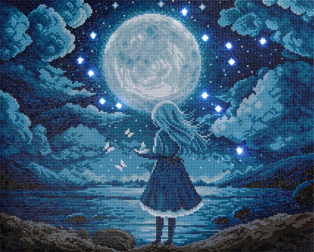 Кристальная (алмазная) мозаика Фрея ALDD-275, на подрамнике, Бумажный кораблик (со светодиодами), 50х40 см