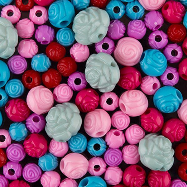 Набор с бисером и бусами для рукоделия ассорти 500 г (10х50 г), №03 розочки, Hobbius DFM-50